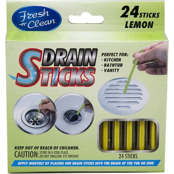Drain Cleaning - Fresh & Clean Drain Sticks - Lemon - 24 Sticks, Yellow - Picture 1 of 4